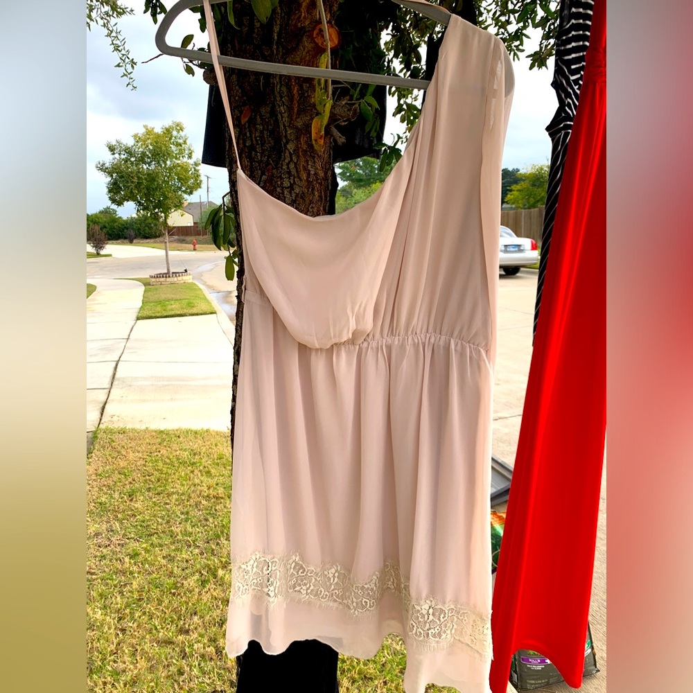 YA LA One-Shoulder Silk-Blend Mini Dress